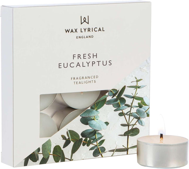 Wax Lyrical Box of 9 Scented Tealights, Fresh Eucalyptus, Multi, One Size