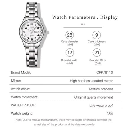 Ladies Luxury Silver Wristwatch Waterproof Stainless Steel Elegant Quartz Watch