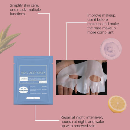 Biocollagen Face Mask, 4Pcs Deep Overnight Moisturising Mask, Collagen Night Skin Care, Reduce Fine Lines Smooth Wrinkles Shrink Pores, Improve Elasticity