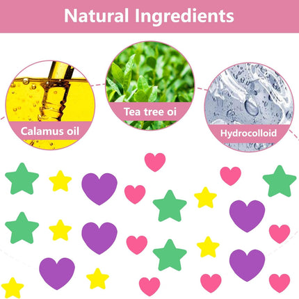 Acne Patch Pimple Patch,Pink Heart & Star Shaped Acne Absorbing Spot Patches, Hydrocolloid Acne Patches for Face Zit Patch Acne Dots,156 Patches Tea Tree Oil Centella Body Blemish Skin Care