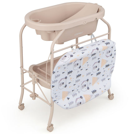 2-In-1 Baby Change Table with Bathtub and Folding Changing Station