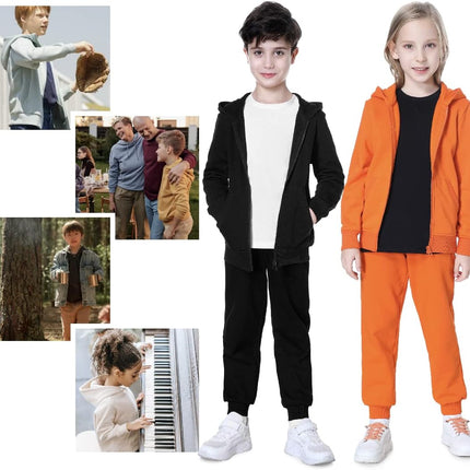 Kids Soft Brushed Fleece Zip-Up Hooded Sweatshirt Hoodie for Boys or Girls 4-12 Years