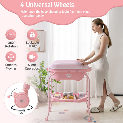 2-In-1 Baby Change Table with Bathtub and Folding Changing Station