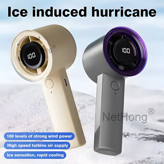 Mini Handheld Turbo Fan USB Rechargeable High Wind Speed Fan with LED Display