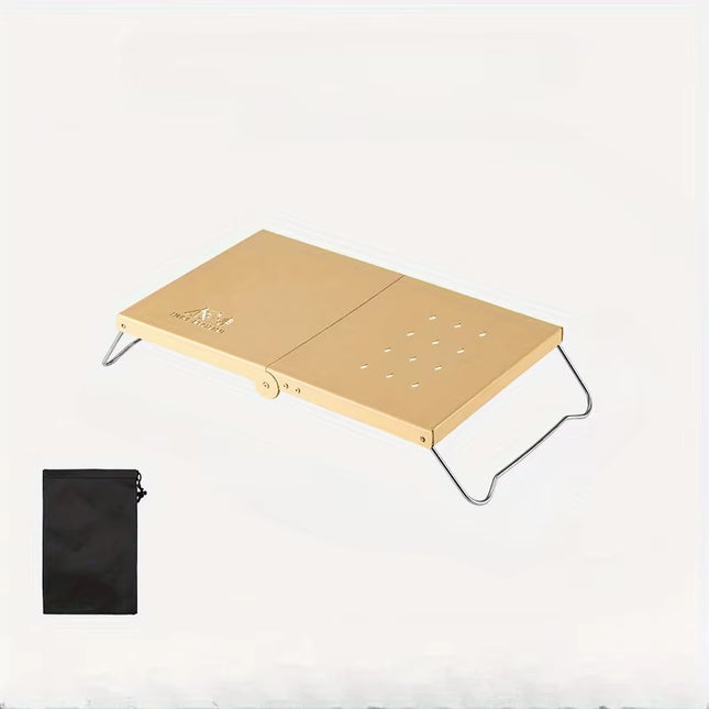 Outdoor Folding Small Table Portable Picnic Mini Table Thickened Steel Plate Spider Stove Insulated Table Camping Equipment