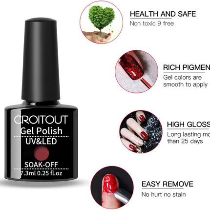 UV Gel Nail Polish, Gel Polish in Color-Changing Flavors, Long-Lasting, Glossy Finish - 4 X 7.3Ml Each