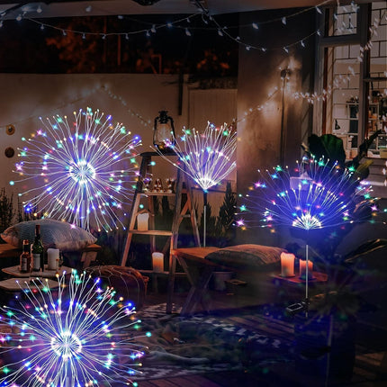 2/4PCS Solar Lights Outdoor Garden LED Solar Powered Firework Light Lamp DIY