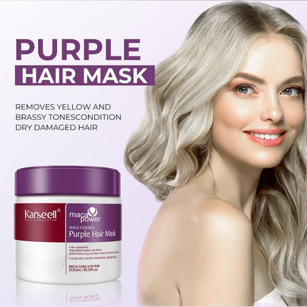 Purple Hair Mask 500Ml Neutralizes Yellow Tones Deep Nourish Brighten Hair for Light Blonde, Platinum, White or Grey Hair