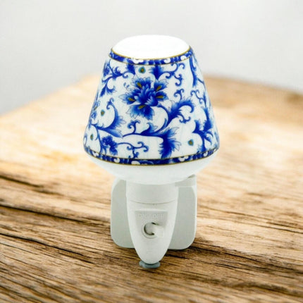 Night Light Blue Floral Ceramic Modern LED - Decorative Light for Home, Office