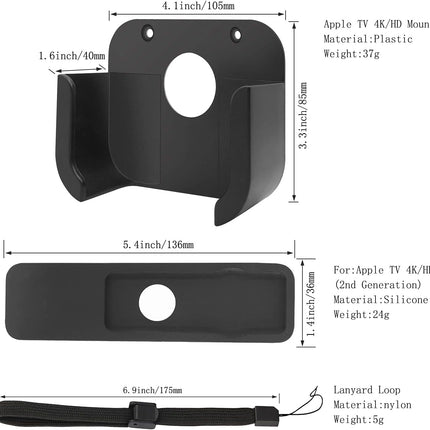 Pinowu Wall Mount Bracket Holder Compatible with Apple TV 4K / HD, TV Mount With