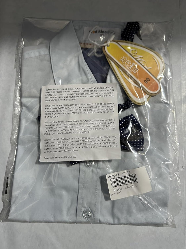 Boys Dress Shirt with Adjustable Bow Tie Short Sleeve Shirts Collared Tops