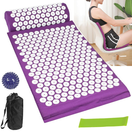 Acupressure Mat with Pillow & Ball Acupuncture Pin Massage Set Neck Pain Relief