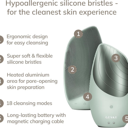 Smartappguided™ Sonic Thermo Facial Brush | 6 in 1 | Skin Cleansing | Cleansing Brush with Thermal Function | Facial Massager | Electric Facial Brush | Facial Cleansing Device