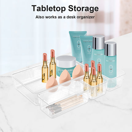 25PCS Draw Organiser Plastic Box Desk Drawer Fridge Trays Makeup Storage Divider