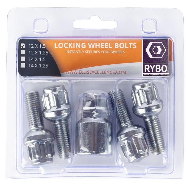 Set of 4 M12 X 1.5 Radius Seat Alloy Wheel Locking Bolts (Chrome, 35Mm Thread Length)