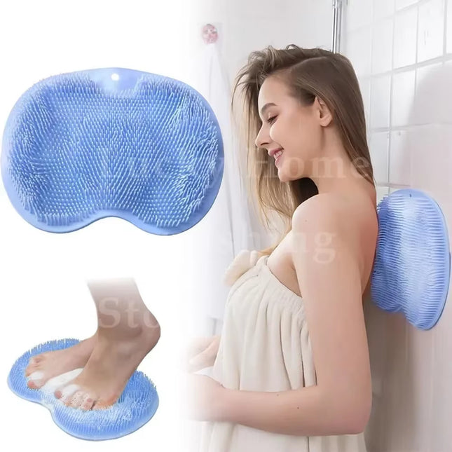 Body Bath Exfoliating Sponge Shower Back Massage & Foot Scrubber Exfoliating Dead Skin Removal Silicone Bath with Suction Cups