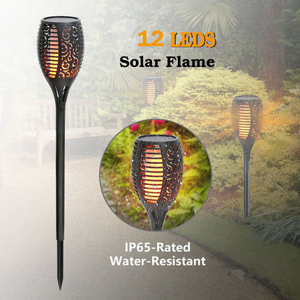 8× Flame Effect Solar Outdoor Lights Stake Garden Path Flickering LED Torch Lamp