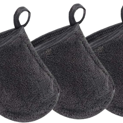 Makeup Remover Mitten Microfibre Face Cloth Reusable Soft Facial Cleansing Gloves for All Skin Types 13Cm X 10Cm 3 Pack Darkgrey