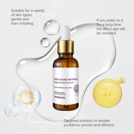 Bakuchiol Retinol Rejuvenation Serum, Bakuchiol Retinol Serum, Care Moisturizing Navel Smearing Essence, Retinol Rejuvenation Serum for Fade Wrinkles, Hydrate & Moisturize All Skin Types