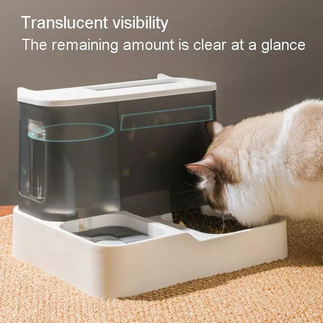 2 In1 Feeder Food Water Dispenser Bowl Automatic Dog Cat Bottle Pet Self Feeding