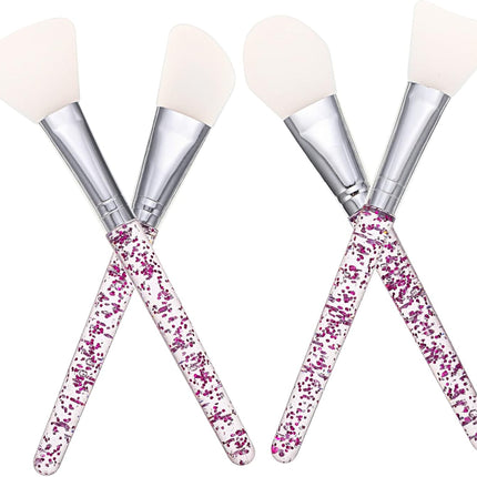 4Pcs Silicone Mud Mask Brush and Eye Mask Applicator Set Purple-White Facial Skincare Tools for Precise Face and Eye Application