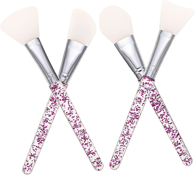 4Pcs Silicone Mud Mask Brush and Eye Mask Applicator Set Purple-White Facial Skincare Tools for Precise Face and Eye Application