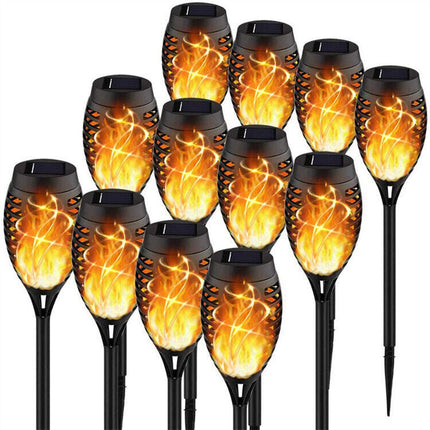 8X Flame Effect Solar Outdoor Lights Stake Garden Path Flickering LED Torch Lamp