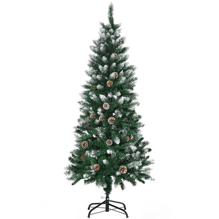 HOMCOM 5' Snow Artificial Christmas Tree Holiday Home Décor with Pine Cones