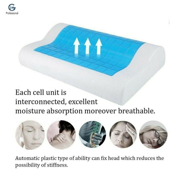 Memory Foam Gel Pillow Neck Back Head Support Orthopaedic Cervical Cushion