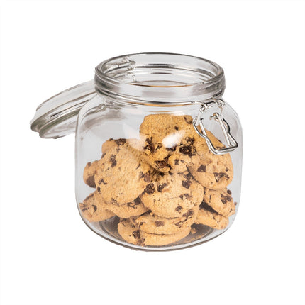 1L Glass Storage Jars with Clip Top Lid - Set of 6 Airtight Glass Storage | M&W