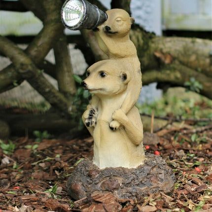 Garden Ornament Meerkat Family Solar Powered Lantern Decorative Animal Light