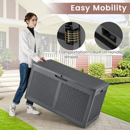 380L Resin Deck Box with Lockable Lid and Wheels