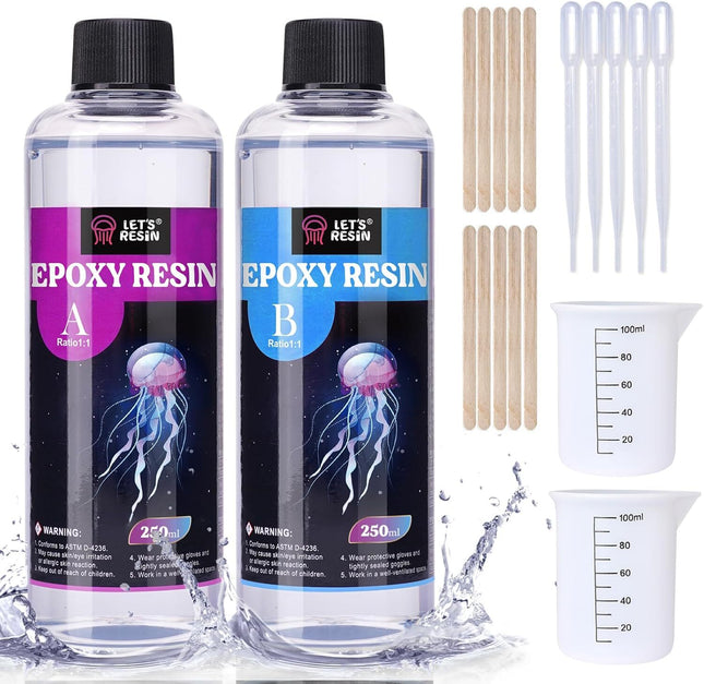 LET'S RESIN Casting Epoxy Resin Kit, 500Ml Crystal Clear & Bubble Free Epoxy And