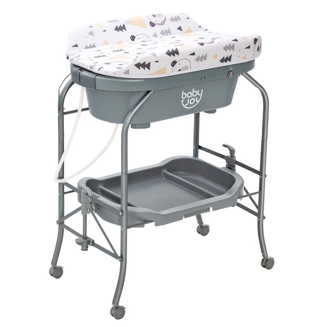 2-In-1 Baby Change Table with Bathtub and Folding Changing Station