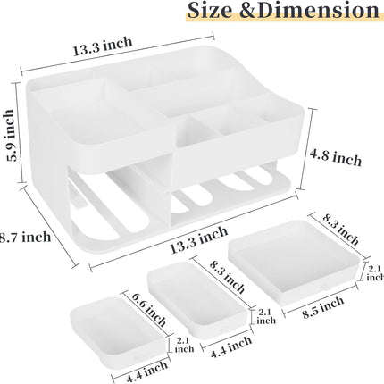 Large Makeup Organiser with Drawers, Skincare and Cosmetics Storage Box, Dressing Table Organiser for Lotions, Lipsticks, Eyeshadows, Vanity Desk Storage, Bathroom and Home Organiser, White