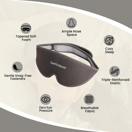 Earth'S Secret Sleep Mask - C-Shaped Eye Cups, Soft Breathable Material with Complete Blackout Design | Perfect for Side Sleepers - Easily Adjustable Straps for Deep Restful Sleep (Grey)