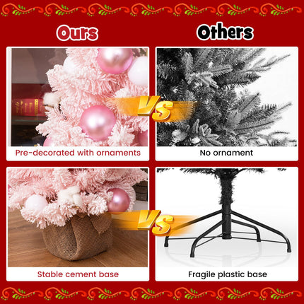 90 CM Artificial Mini Christmas Tree with 12 Natural Cotton Balls