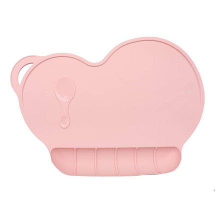 New FDA Approved Kids Baby Bowl Room Table Mat Silicone Placemat Heart Spoon