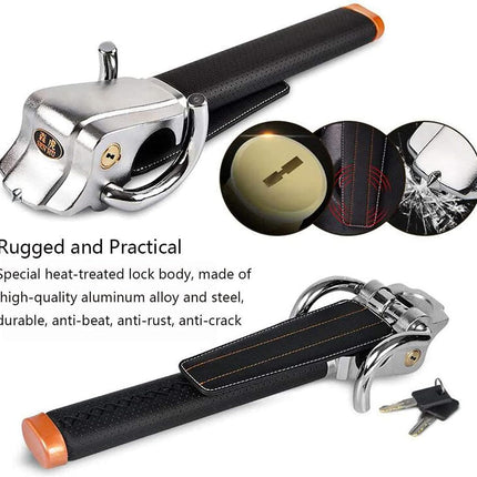 Car Lock, Car Steering Wheel Lock, Car Steering Wheel Anti-Theft Airbag Lock, Car Anti-Theft Locking Device Steering Wheel Lock and Heavy Duty Safety Hammer - Security Anti-Theft Device