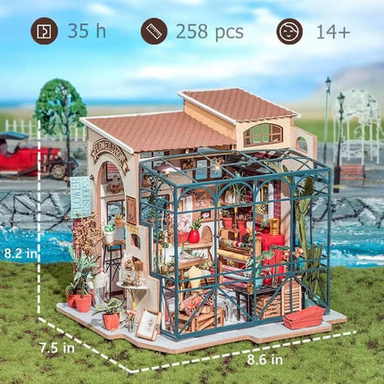 Mini House DIY Dollhouse Kit with Furnitures Accessories 1:24 Scale Craft Kit Emily'S Flower Shop