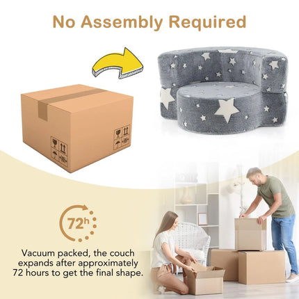 2 in 1 Glow in the Dark Sofa for Toddlers with Machine Washable Flannel Cover