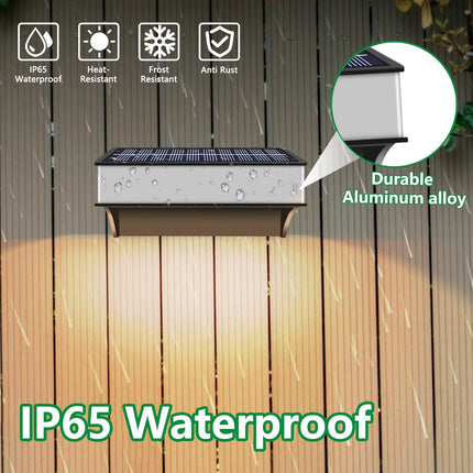 8Pack Solar Lights Outdoor Waterproof Solar Fence Lights 8 Modes RGB Solar Stainless Steel Wall Lamp for Yard Garden Fence Decor