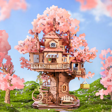 Rolife Sakura Tree House 3D Puzzles DIY Model Building Toy Wooden Craft Kits Hobby for Kids Brain Teaser Gift
