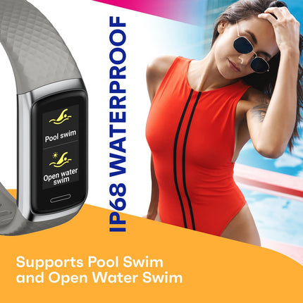 Active 2 Veryfit Fitness Tracker Heart Rate Spo2 Blood Oxygen Saturation Sleep Monitor 1.05" Screen Activity Step Counter Pedometer IP68 Waterproof Smart Watches for Men Women (ID155) (Grey)