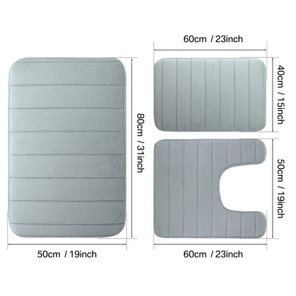 Black Memory Foam Bath Mat Soft Comfortable Super Water Absorption Non-Slip Thick Machine Washable Easy to Dry Home Floor Rug