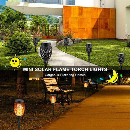 8X Flame Effect Solar Outdoor Lights Stake Garden Path Flickering LED Torch Lamp