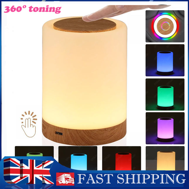 Touch Sensor Night Light LED Bedside Desk Table Lamp Dimmable USB Rechargeable