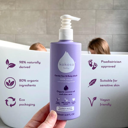 Kokoso - Baby Hair & Body Wash, 100% Natural Coconut Oil Fragrance - Organic Coc