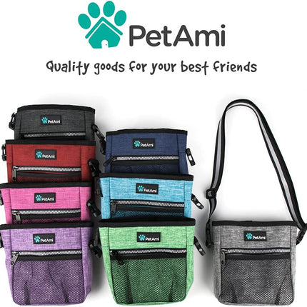 Dog Treat Pouch | Dog Training Pouch Bag with Waist Shoulder Strap, Poop Bag Dispenser | Treat Training Bag for Treats, Kibbles, Pet Toys | 3 Ways to Wear (Purple)