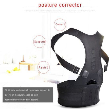 NEOPRENE MAGNETIC POSTURE CORRECTOR BAD BACK LUMBAR SHOULDER SUPPORT BELT BRACE